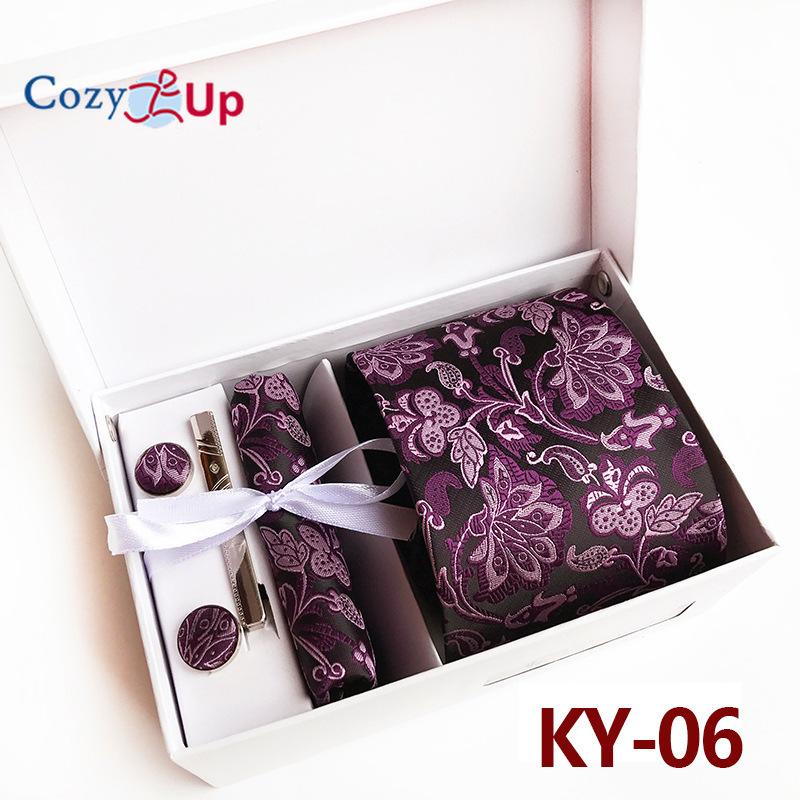 

Комплект из 5 предметов Cozy Up, мужские галстуки с узором пейсли, включая галстук, квадратный шарф, манжеты, зажим для галстука, подарочная коробка