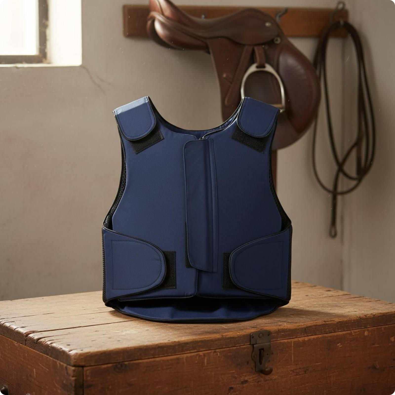 Kids Riding Vest Adjustable Equestrian Guard Breathable Horse Blue S