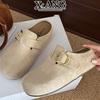Cow anti-velvet cm thick-soled height-increasing women's shoes autumn new bag head half-drag wear lazy shoes
