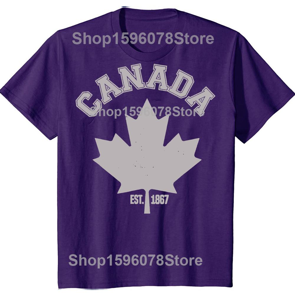 Lustiges Kanada EST 1867 Ahornblatt Flagge Liebe Grafik T-Shirt Herren Damen Hip Hop Übergroßes T-Shirt 100% Baumwolle Komfort T-Shirts