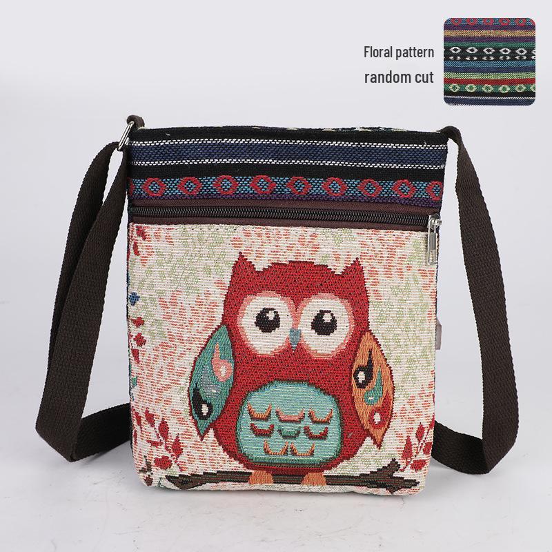 Ethnic Elephant & Butterfly Embroidered Crossbody Bag - Women's Cultural Canvas Shoulder Accessory