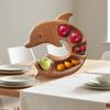 Yousheng  Wooden Charcuterie Board Dolphin Shaped Cheese Board Fruit Serving Platter with 3-Compartment Fun Dolphin Kitchenware for Beach Parties