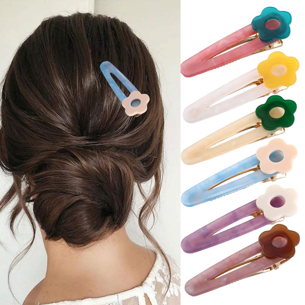 

Bangs Clip Gifts Girl Acrylic Flower Hairpin Duckbill Clip Women Hair Clip Korean Style Barrettes кофейный