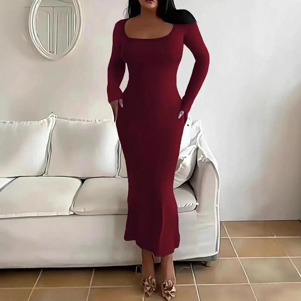 2025 European & American Slim-Fit Long Fishtail Bodycon Dress for Spring/Summer