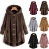 Cappotto da donna con bottoni, giacca con cappuccio in peluche a tinta unita