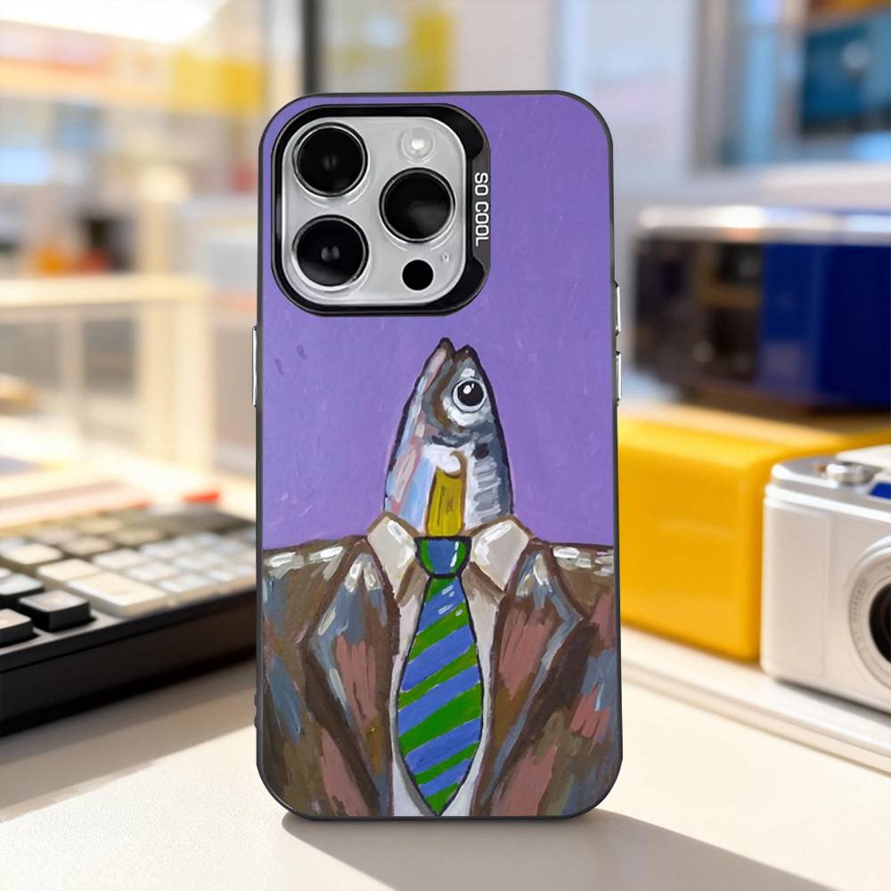 Fisch Lustig S-Sardinen Für iPhone 11,12,13,14,15,16,17,Pro,Max,Plus,E,Air,Mini Handyhülle IMD Mattschwarz