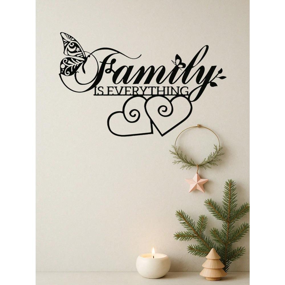 Black Metal Family Is Everything Wall Art Modern Home Decor Gift for Living Room