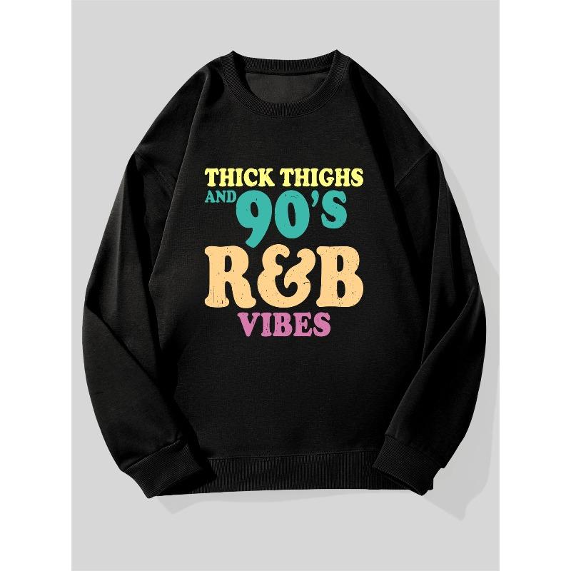 Men's 90's R&B Retro Sweatshirt with Thick Thigh Bulk - Loose Fit Round Neck Sweater