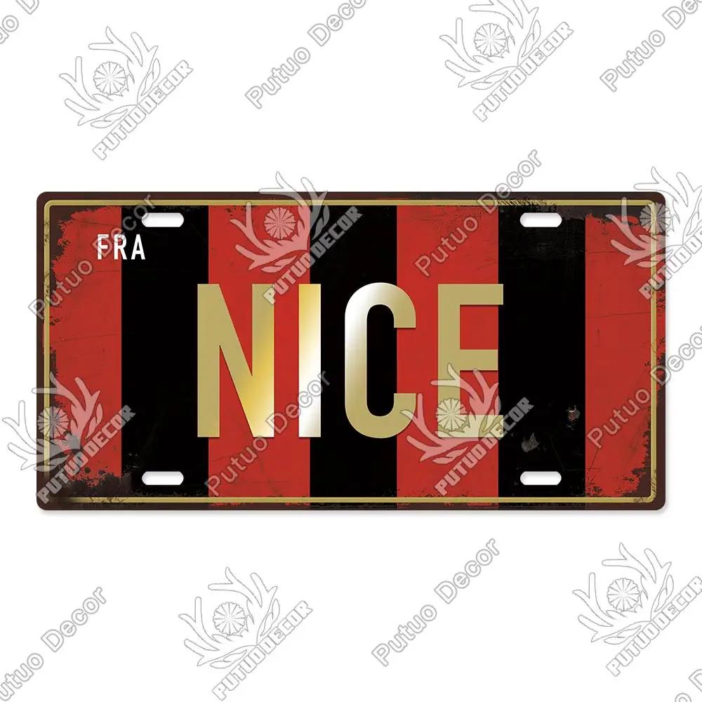 Putuo Decor French City Metal Sign Licenses Plate Plaque Metal Vintage Tin Sign Decor Bar Pub Man Cave Club Decoration