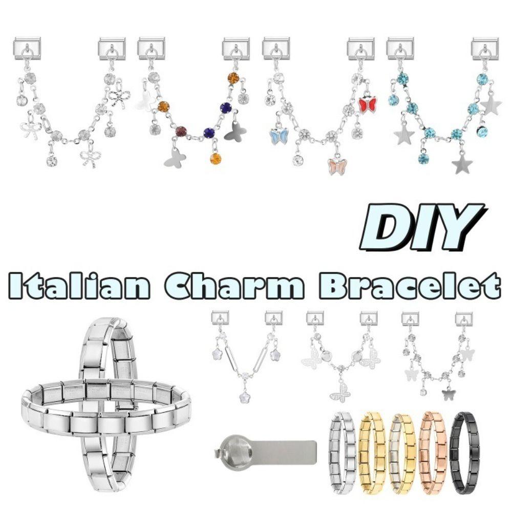 Double Chain Bracelet Charms Fit 9mm Bracelet Stainless Steel Charm Italian Links DIY Making Spliceable Charm Bracelet Link