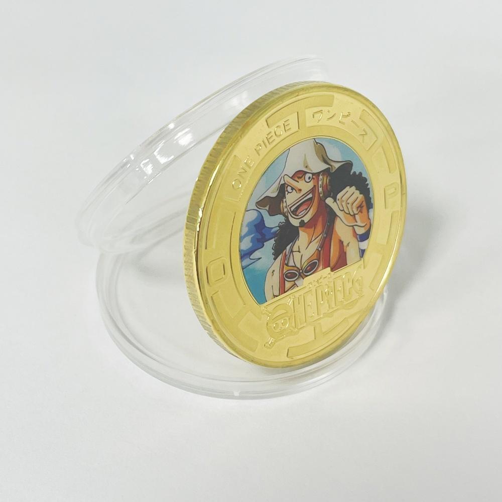 Anime Collectible Coins Set Luffy Chopper Commemorative Gold Colored Metal Coins Merchandise Children's Gift Toy Fans