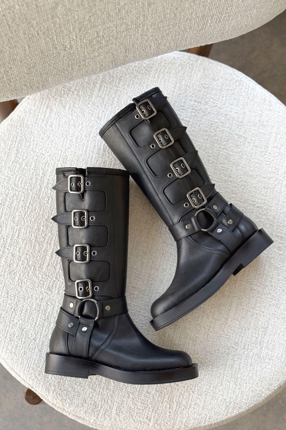 

Женские современные стильные модные ботинки, ботинки Pucet, ботинки с пряжкой на плоской подошве, черная кожа 36