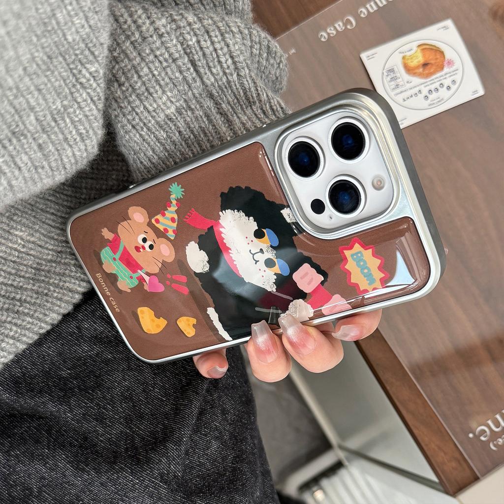 Cheese Cat Suitable for 15pro Max Mobile Phone Case Apple IPhone 16 Electroplated Drip Glue 13 Hard 14 Huawei