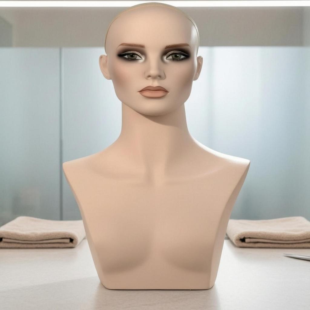 Mannequin Head with Shoulders Realistic Display Bust Sturdy for Jewelers