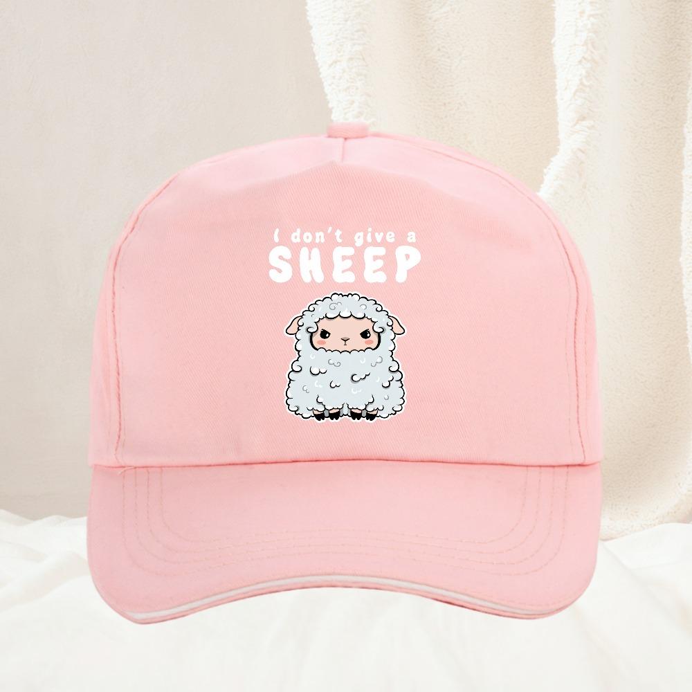 I Dont Give A Sheep Print Women Hat Cartoon Sheep Women Baseball Cap Outdoor All Seasons Travel Gift Hats