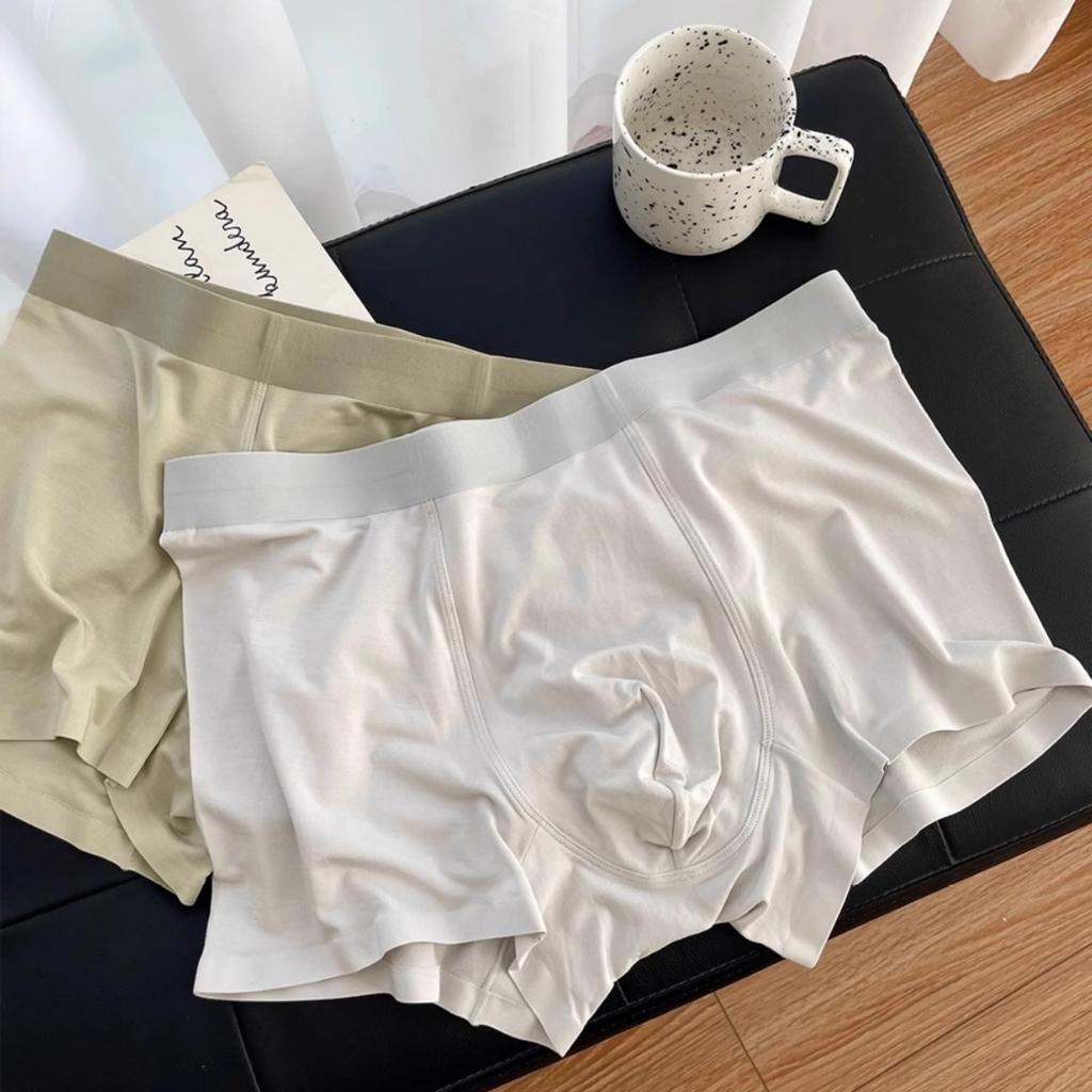 Modale Herrenunterwäsche aus Maulbeerseide 5A, antibakterielle Feile, atmungsaktive Flachwinkelhose, einfarbig, einfach und nahtlos