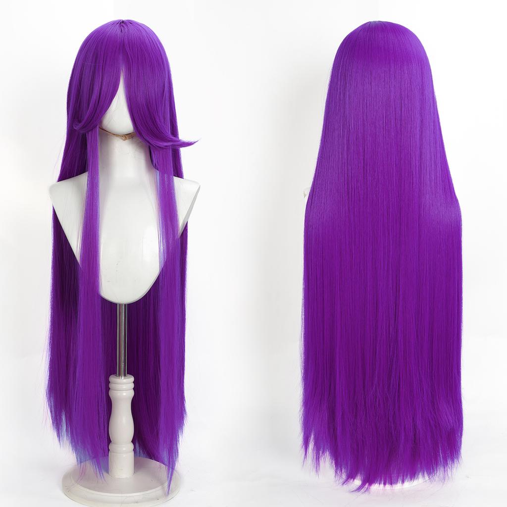 Parrucca Cosplay Lunga Dritta 100CM Multicolore Rosa Biondo Nero Parrucca Costume Anime Parrucca Cos Sintetica Universale Parrucca per Uso Quotidiano Feste