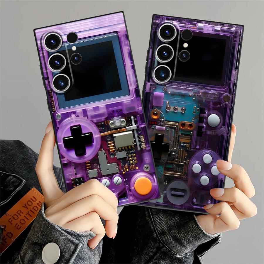 Purple Gaming Console Case for Samsung Galaxy S21 FE S24 Plus S23 Ultra S25 Edge S20 Black Soft Phone Cover