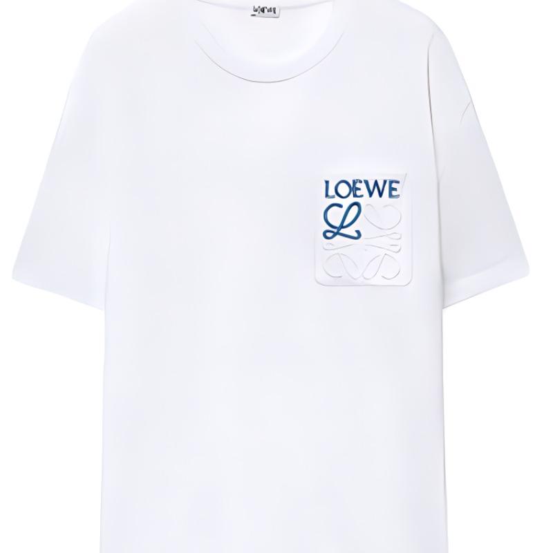 LOEWE T-Shirts Men's White Crew Neck Moderate Straight Fit H526Y22X99-2100