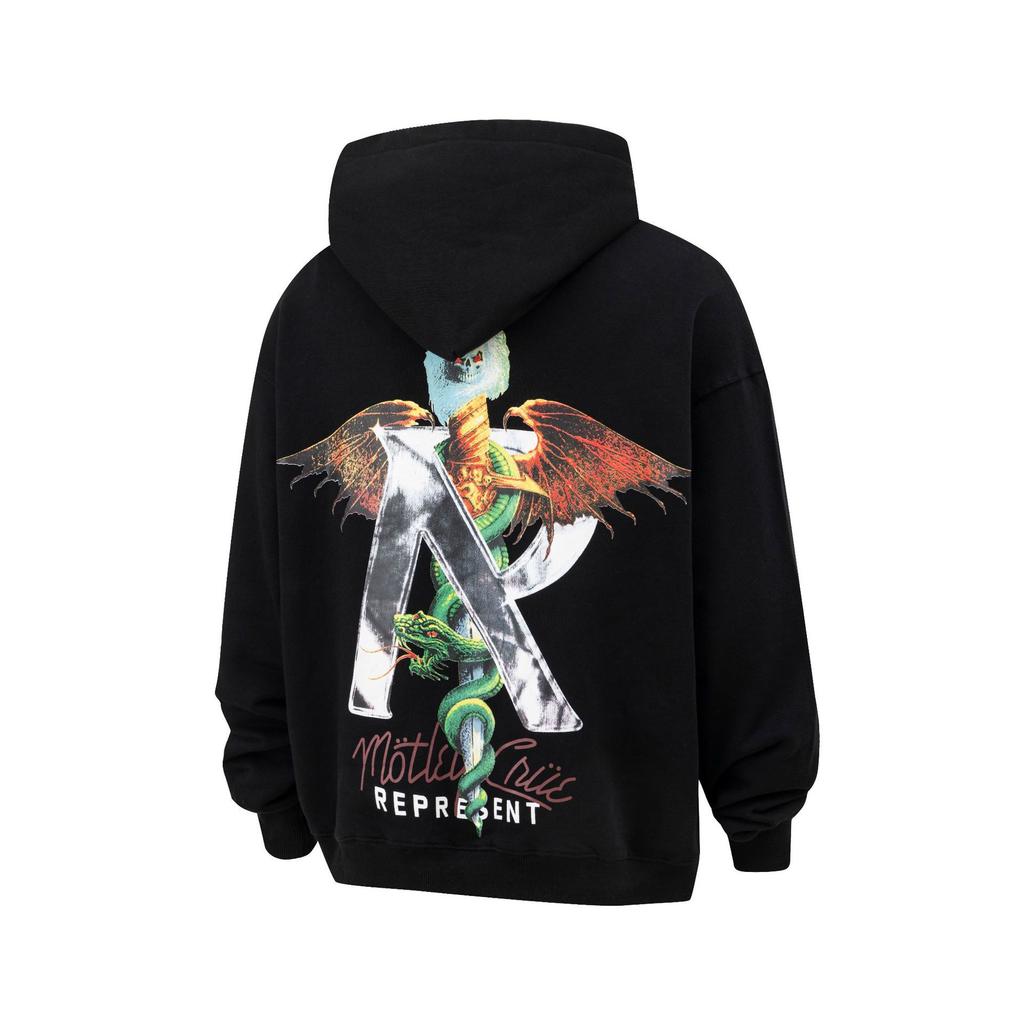 23S cross-border European and American trendy brand REPRESENT Devil's Sword print hooded sweater men's and women's high street hoodie jacket