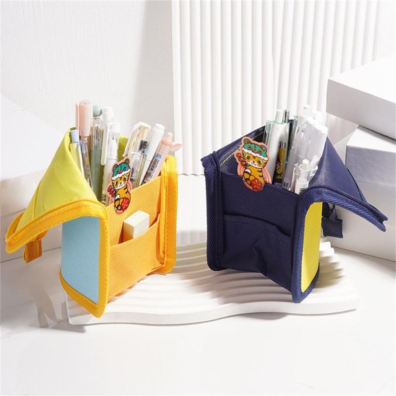 Faltbares Federmäppchen mit Reißverschluss, faltbare Stiftaufbewahrungstasche, Schreibtisch-Stifthalter, Stifttasche mit Griff, Geschenk für Schüler
