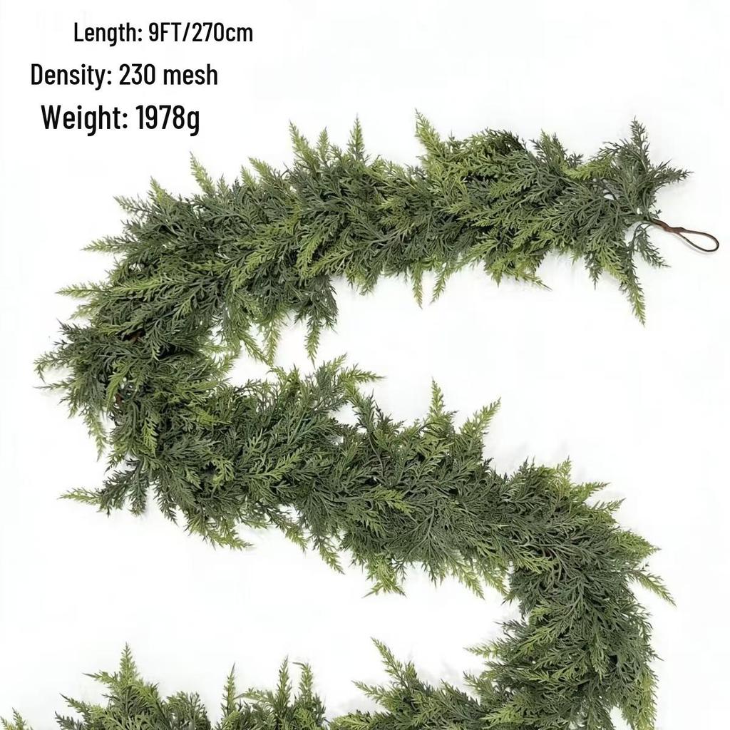 International Bestseller: Christmas Pine Needle Wreath with Realistic Norfolk Pine Branch Vine