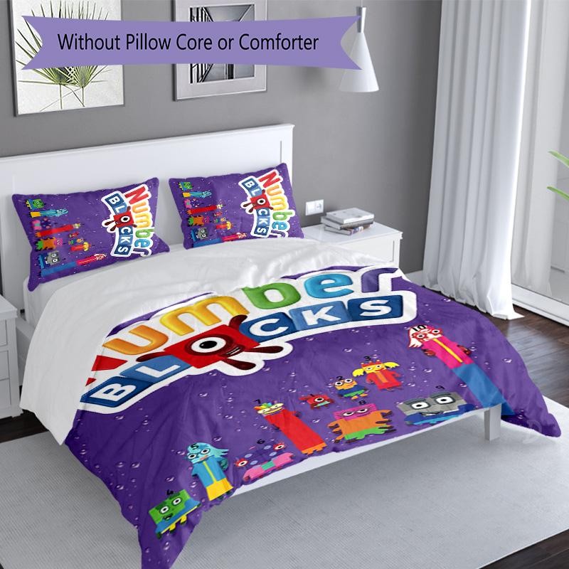 Set di biancheria da letto con motivo Numberblocks2, 3 pezzi, set copripiumino include copripiumino e federe, decorazione perfetta per la camera da letto in ogni stagione e regalo
