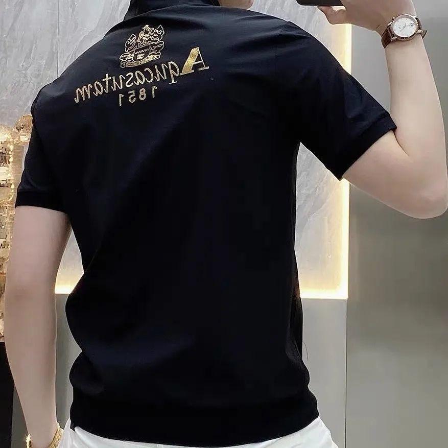 Summer Men's Fashion Printed Light Breathable Stand Collar Short Sleeve Cardigan