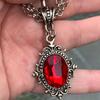 Collana Cristallo Gotica da Vampiro con Doppia Catena Argentata per Donne Accessorio di Halloween