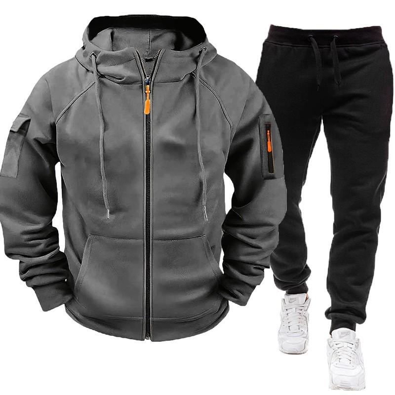 Men's Plus Size Casual Loose Zipper Hoodie Cardigan Sweatshirt Sports Set