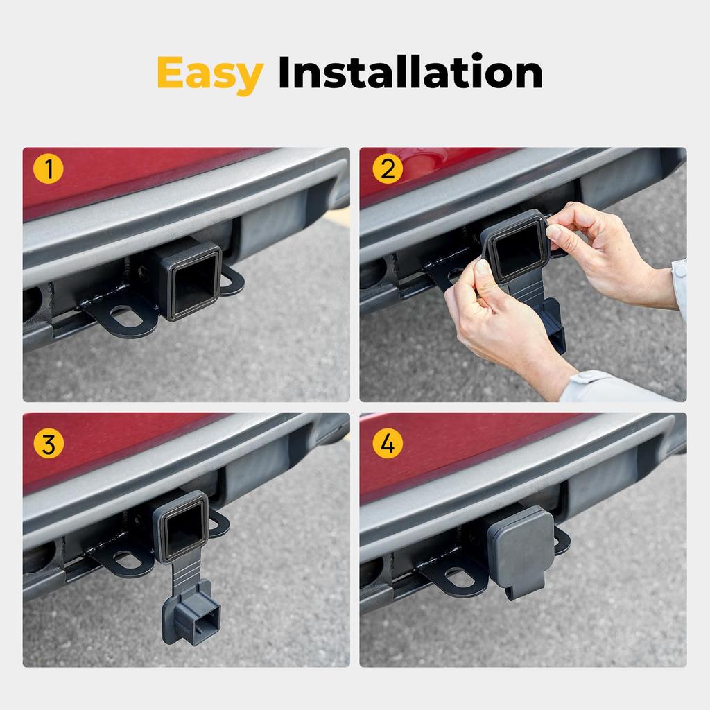 2 Inch Trailer Hitch Cover Tube Cover Plug Cap Rubber Fits 2 Inch Receivers Class 3 4 5 for Toyota Ford Jeep Chevrolet Nissan