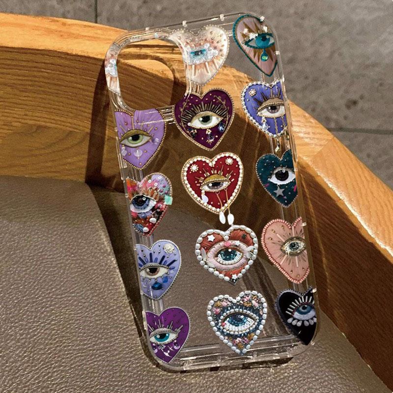 

For Xiaomi 13 12 11 Lite 5G 14 Case Jewel heart-shaped Eyes Pattern Clear Silicone Phone Cover For Xiaomi 13T Pro 12T Soft Funda Xiaomi 12