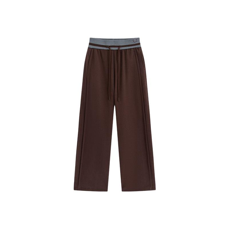 New gray casual pants women's autumn lazy drape high waist straight pants slim loose drawstring sweatpants