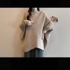 Plus Size Women's Batwing Sleeve Ribbed Knit Sweater with Half-High Round Neck