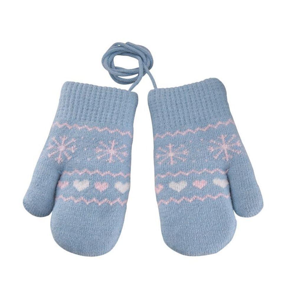 Hanging Neck Rope Children Knitted Mittens Thickened Warm Winter Warm Gloves  Winter Season