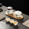 Suet jade white porcelain portable travel tea set small set kung fu cover bowl express cup one pot three cups with tea can