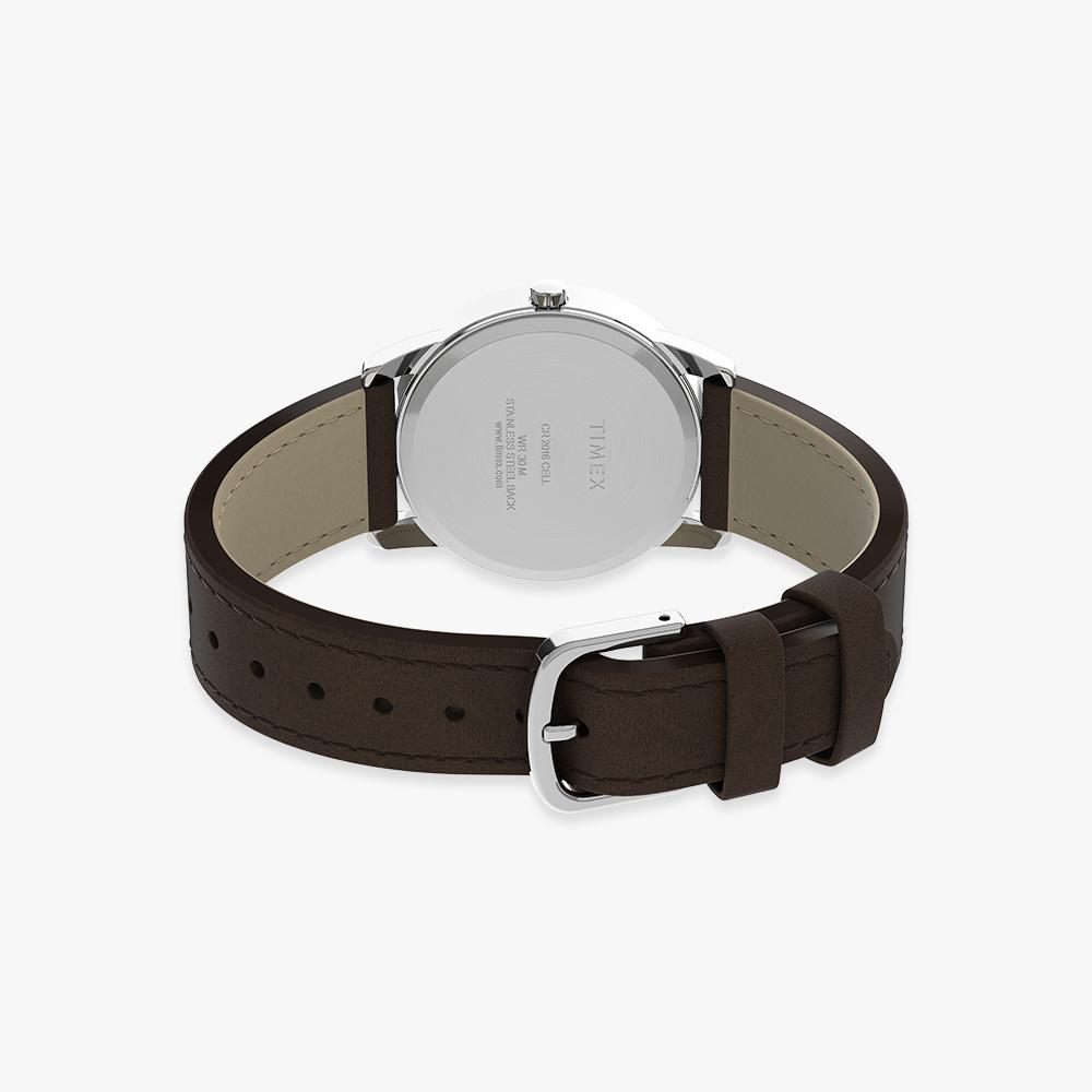 [Timex] Easy Reader Day-Date Brown Leather Strap Wristwatch 35mm T20041