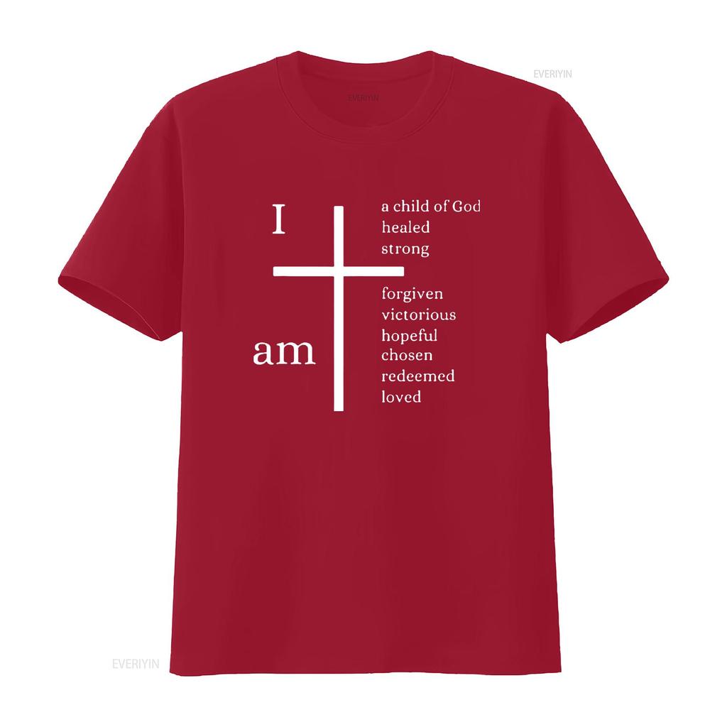 Mens I am a child of God Christian cross design T Shirt Black vintage Washed graphic homme Stylish fashion Comfortable Slightly