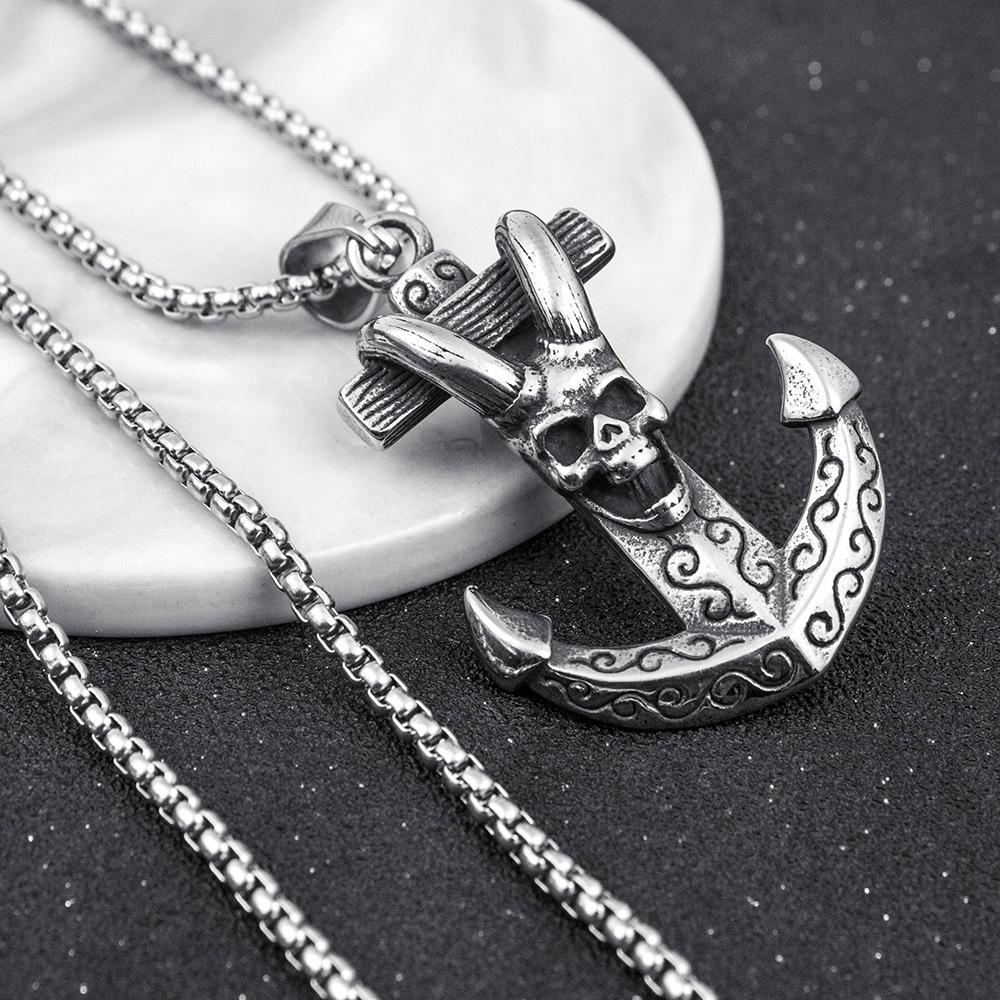 Silver Sailor Pirate Anchor Necklace 378