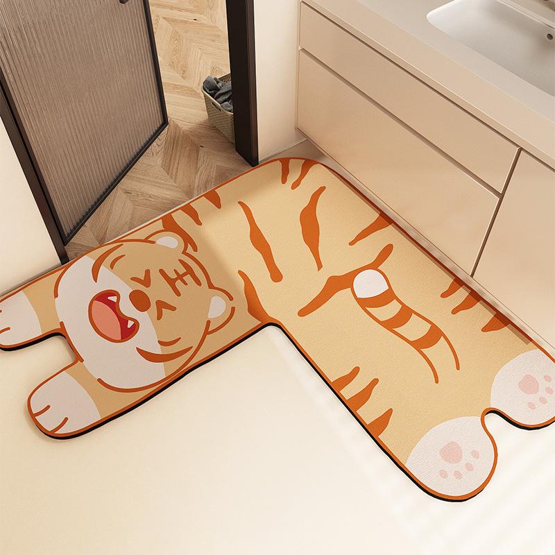 Diatom Mud Cartoon Kitchen Mat, Water Absorption, Non-Slip And Quick-Drying, Special-Shaped Floor Mat, Wear-Resistant And Dirt-Resistant, Easy To Take