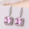 Pomegranate Red Square Zircon Vintage Geometric Earrings - Luxury Classic Dangle Style