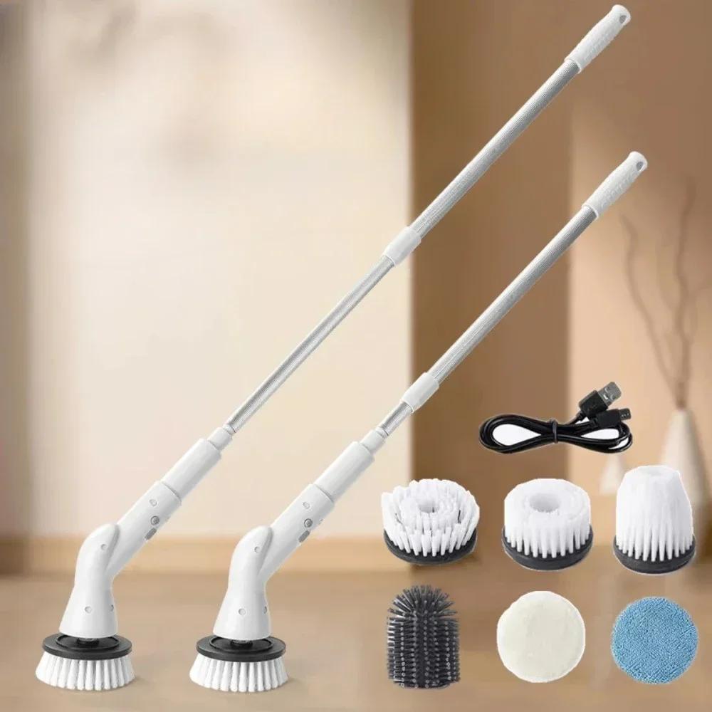 2025 6-in-1 Wireless Electric Cleaning Brush for Kitchen and Bathroom Cleaning, Electric Rotating Cleaning Brush.