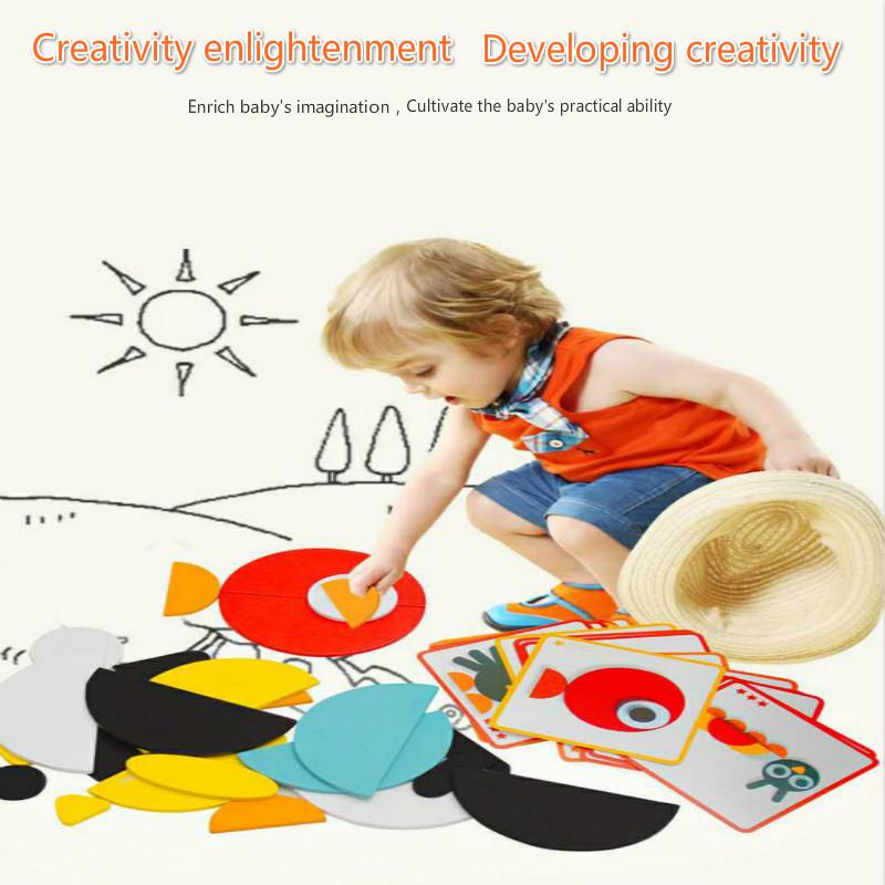 Montessori Educational Wooden Toy Jigsaw Puzzle Board Set Colorful Baby Educational Toys for Children Learning Developing Toy