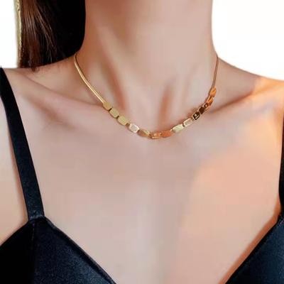 Love Square Snake Bone Necklace Retro Design High-End Jewelry Titanium Steel, Straight Batch