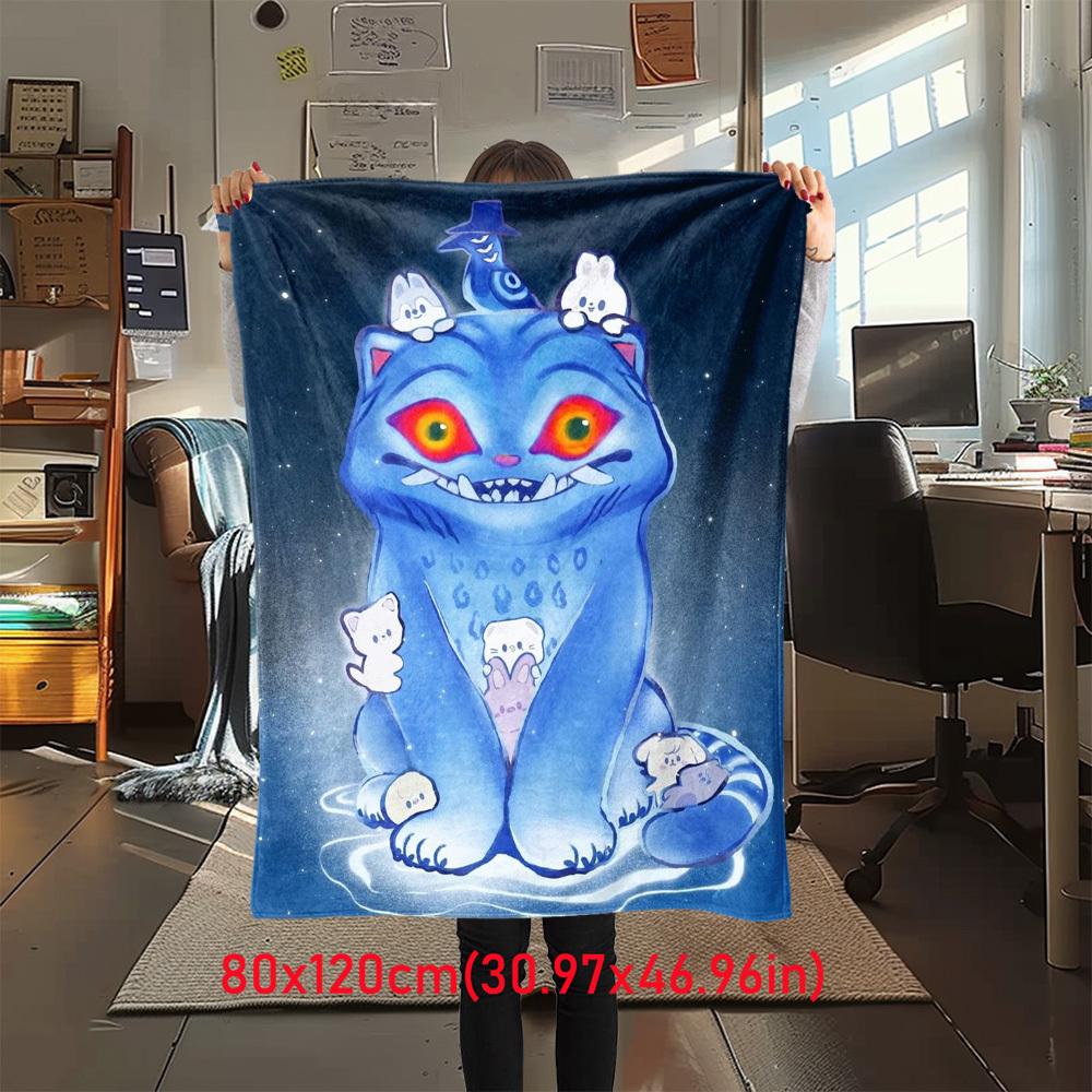 

1Pc HUNTR/X Derpy Cats Print Flannel Blanket, High quality Digital Printing, Comfortable for All Seasons, Home DecorGifts821045 80x120cm