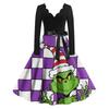 Ladies' Fashionable Retro Long Sleeved Square Neck Christmas Printed Evening Dress Dress