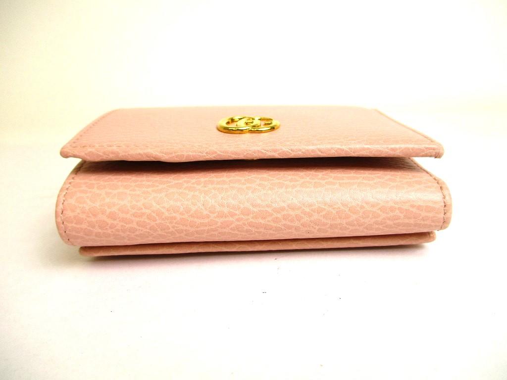 Authentic GUCCI Double G Marmont Light Pink Leather Trifold Wallet #9926  Refurbished