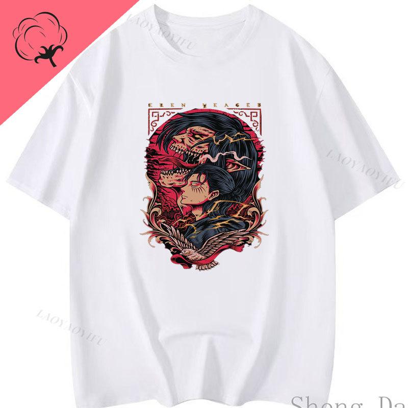 Anime Shirt Attack on Titan T Shirt Vintage Style Shingeki No Kyojin Short Sleeve Oneck Japanese Unisexga Eren Mikasa Graphic Top