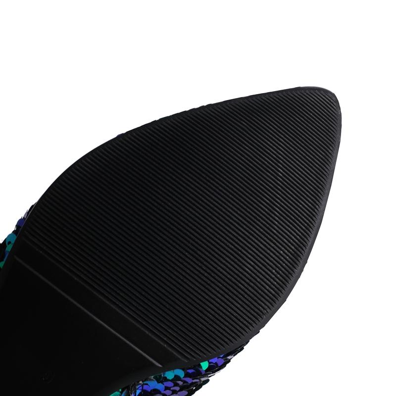 Módní dámské nové špičaté evropské a americké noční kluby flitry nízký podpatek šněrovací velká velikost vysoké nad koleno dlouhé martini boty