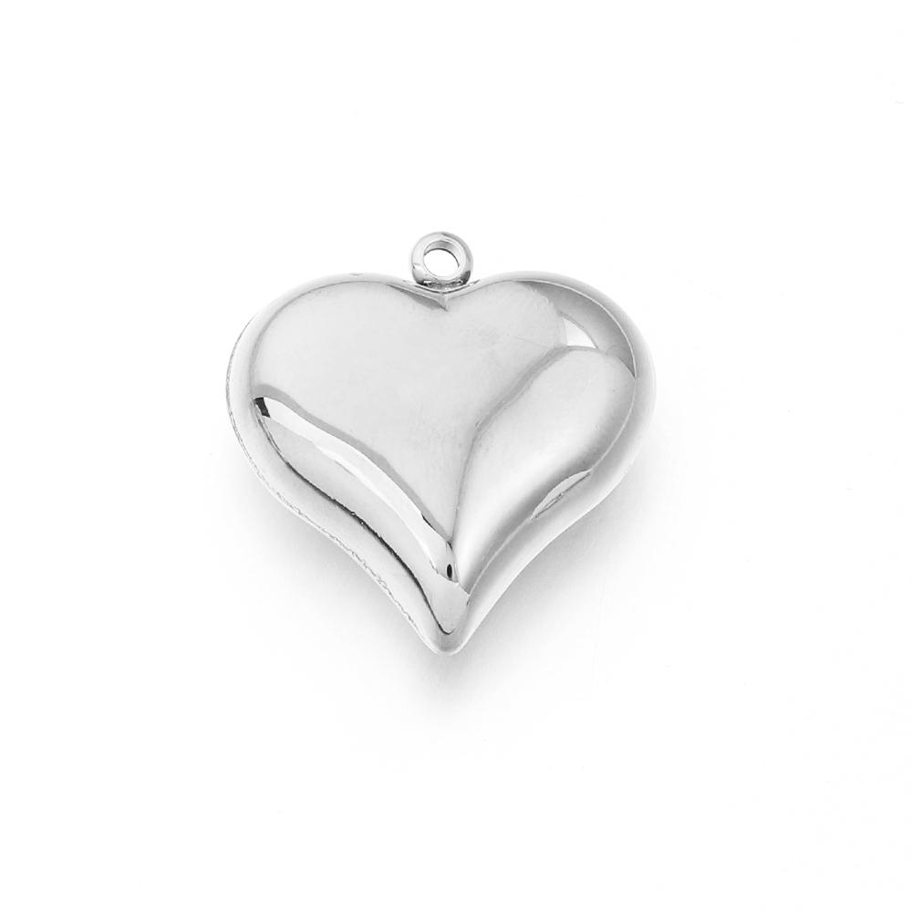 1Pc 15-45mm Stainless Steel Heart Charms for DIY Earrings Necklace Bracelet Pendant Jewelry Making Findings Accessories